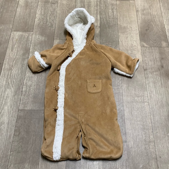 Newborn Baby Gap Faux Suede Shearling Toggle Button‎ Winter Snowsuit One Piece - Picture 1 of 6